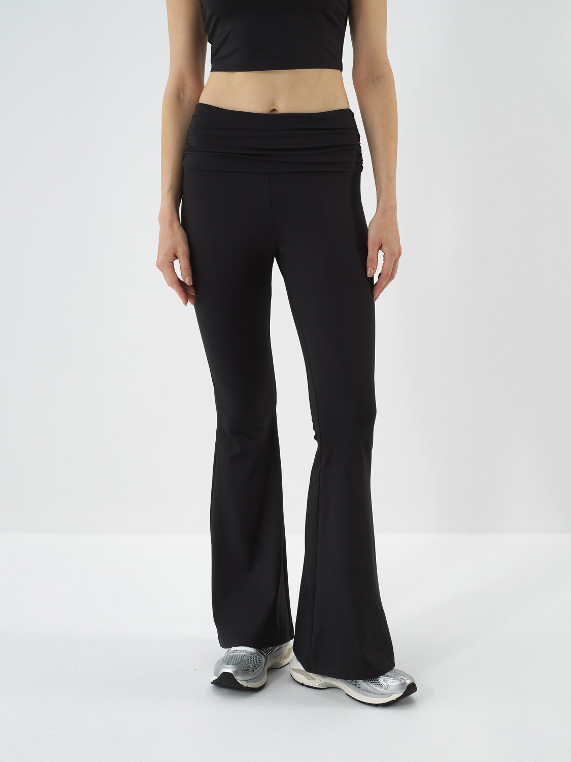 Black Flexible Textured Slim Fit Tights - Xint