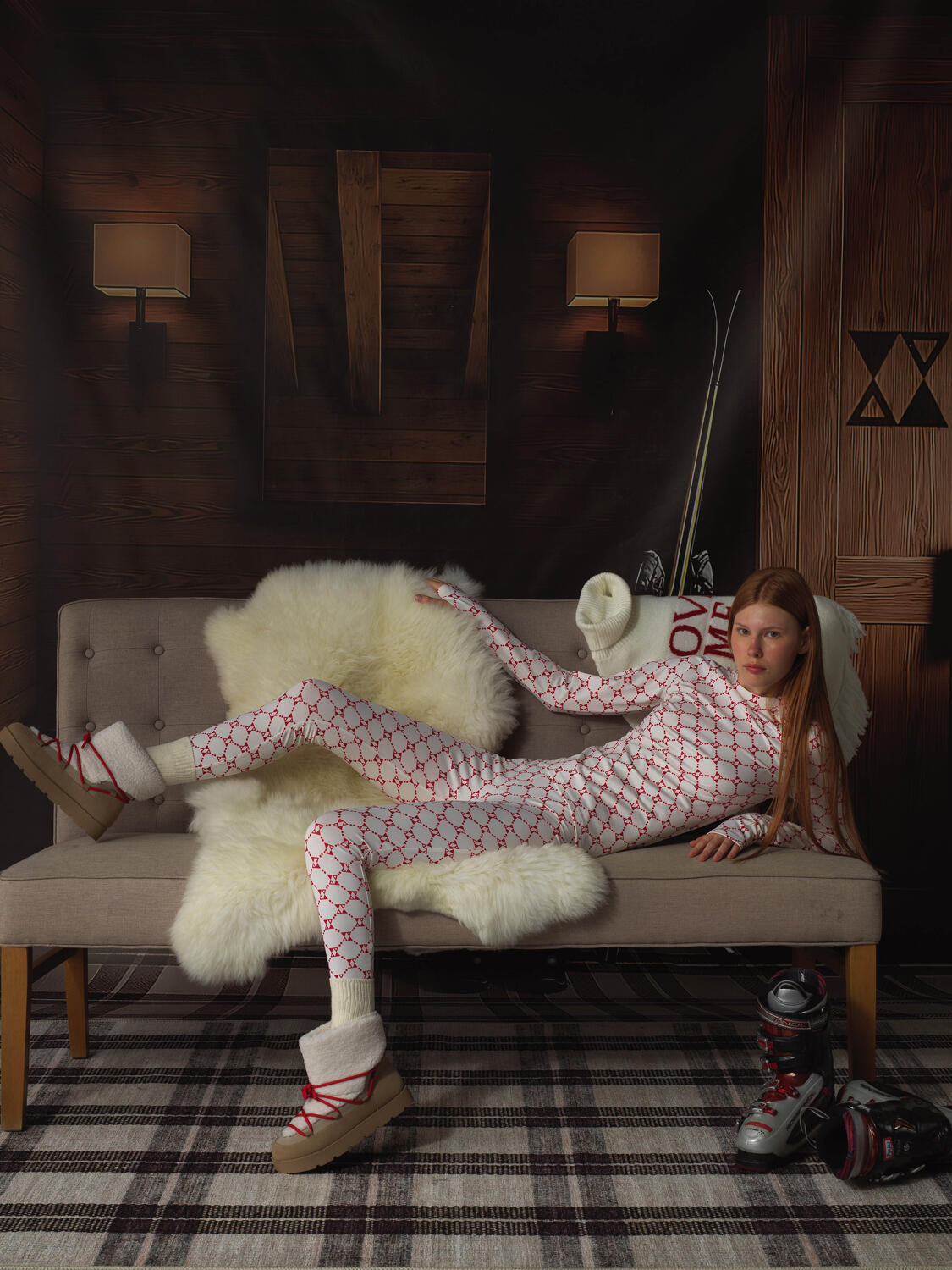 Ecru Flexible Textured Slim Fit Tights - 2