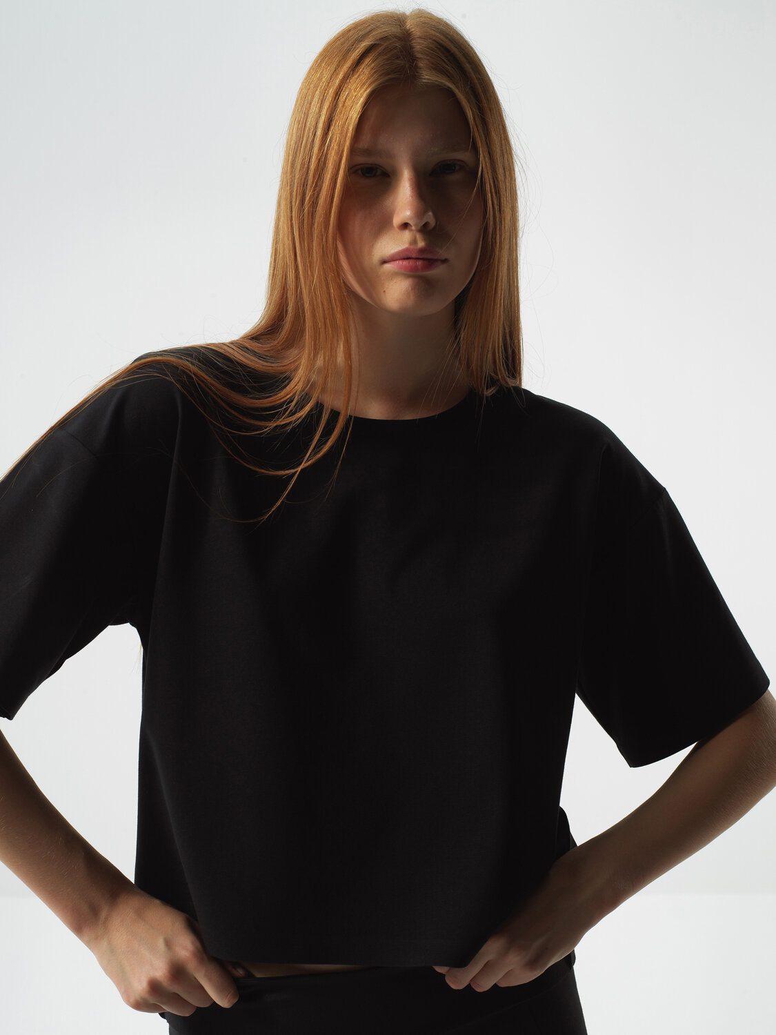 Black Cotton Textured Oversize T-Shirt - Xint