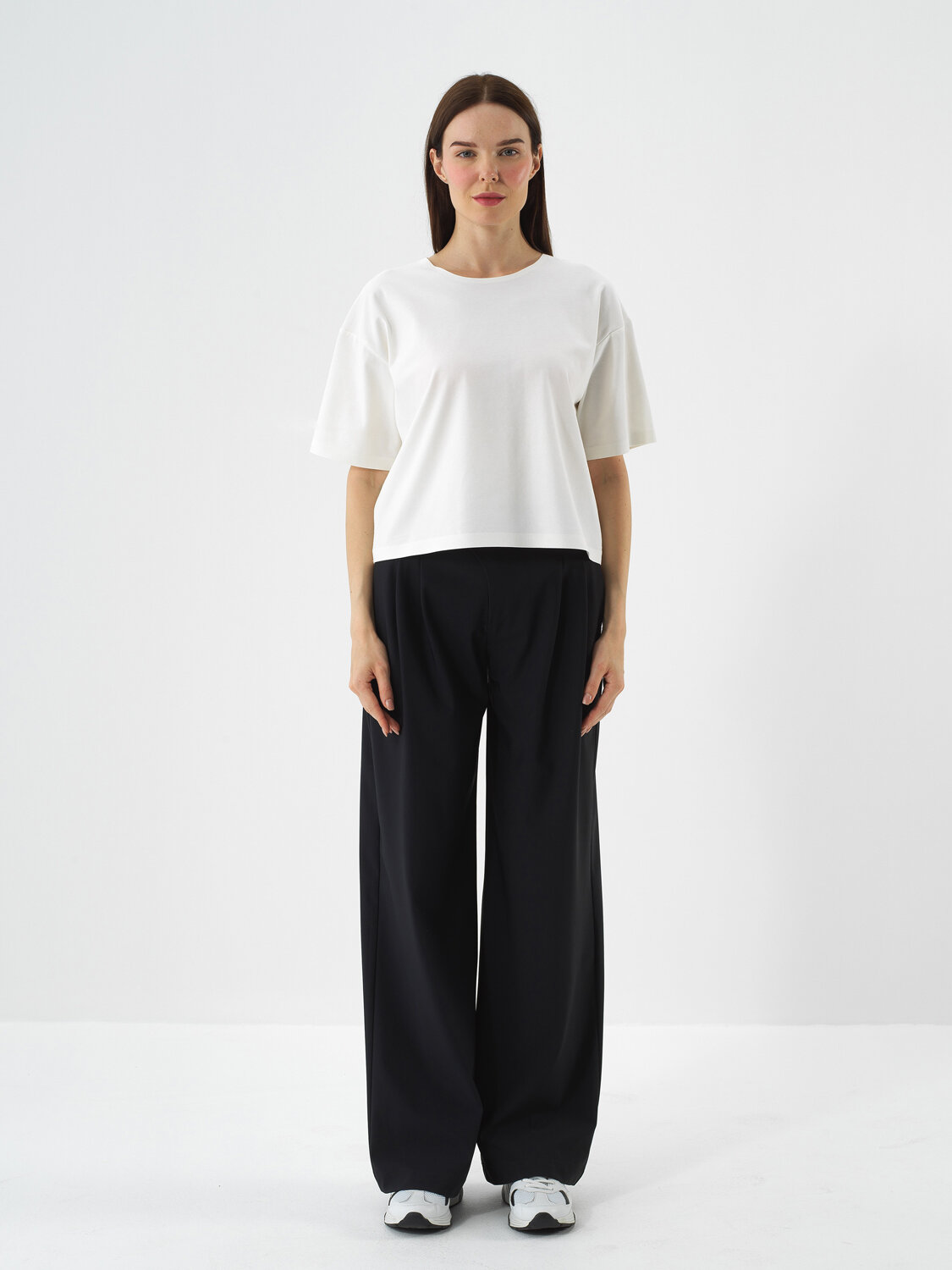 Ecru Cotton Textured Oversize T-Shirt - Xint