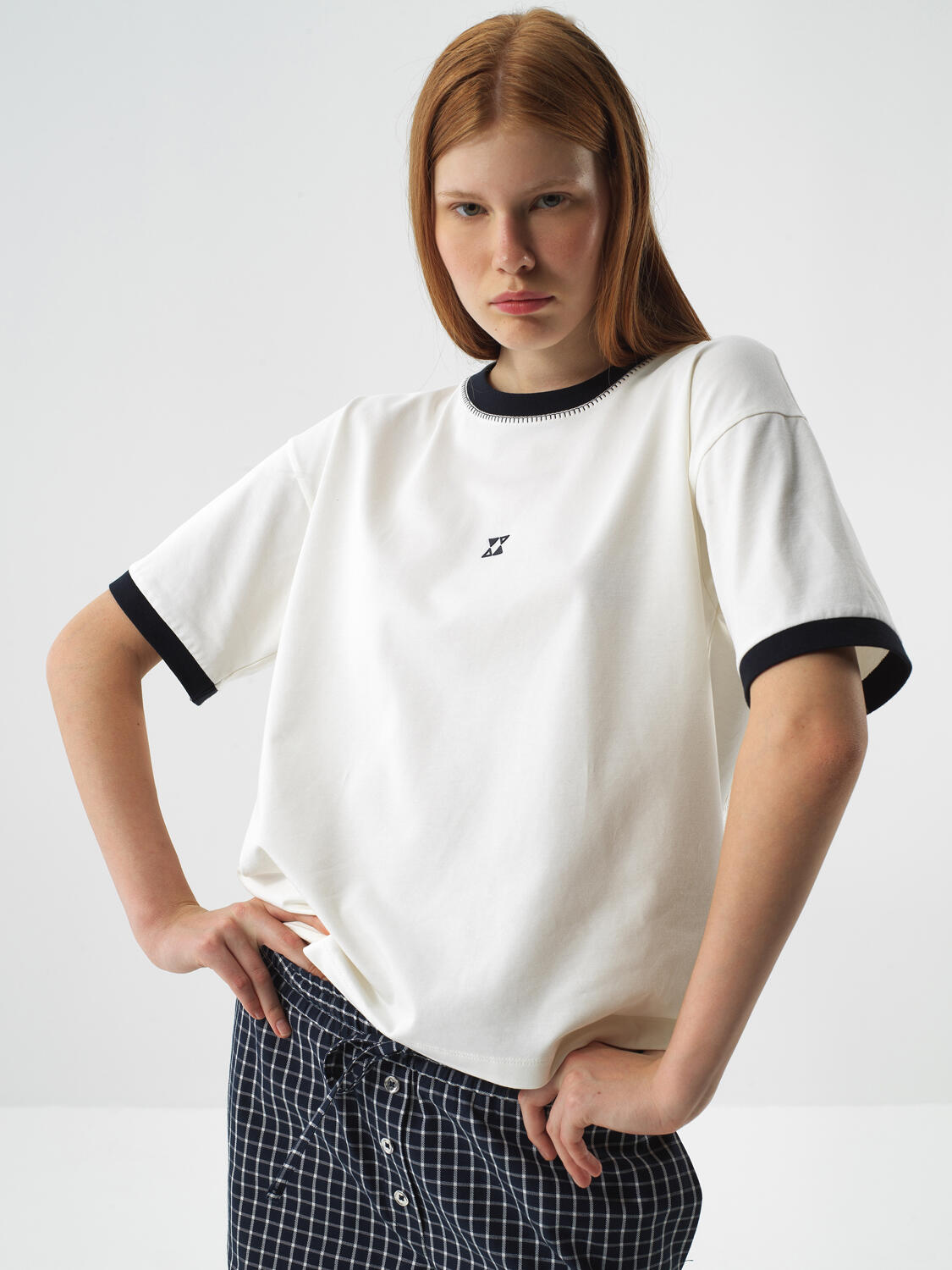 Ecru Cotton Textured Oversize T-Shirt