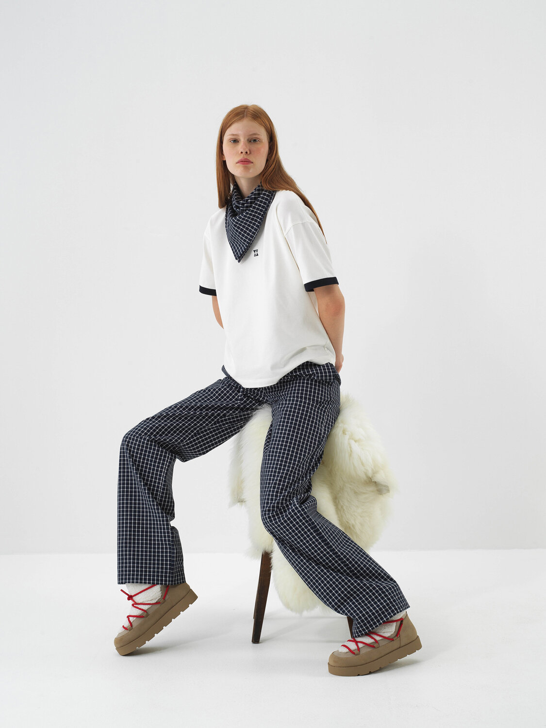 Ecru Cotton Textured Oversize T-Shirt - Xint