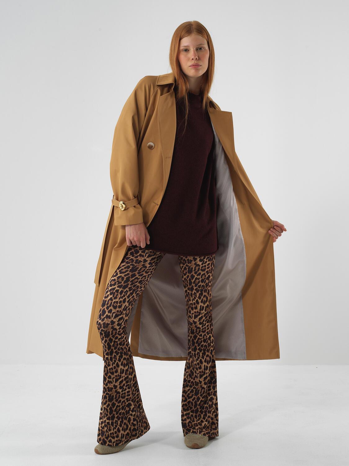 Camel Regular Fit Trench Coat That Protects Its Form - 2