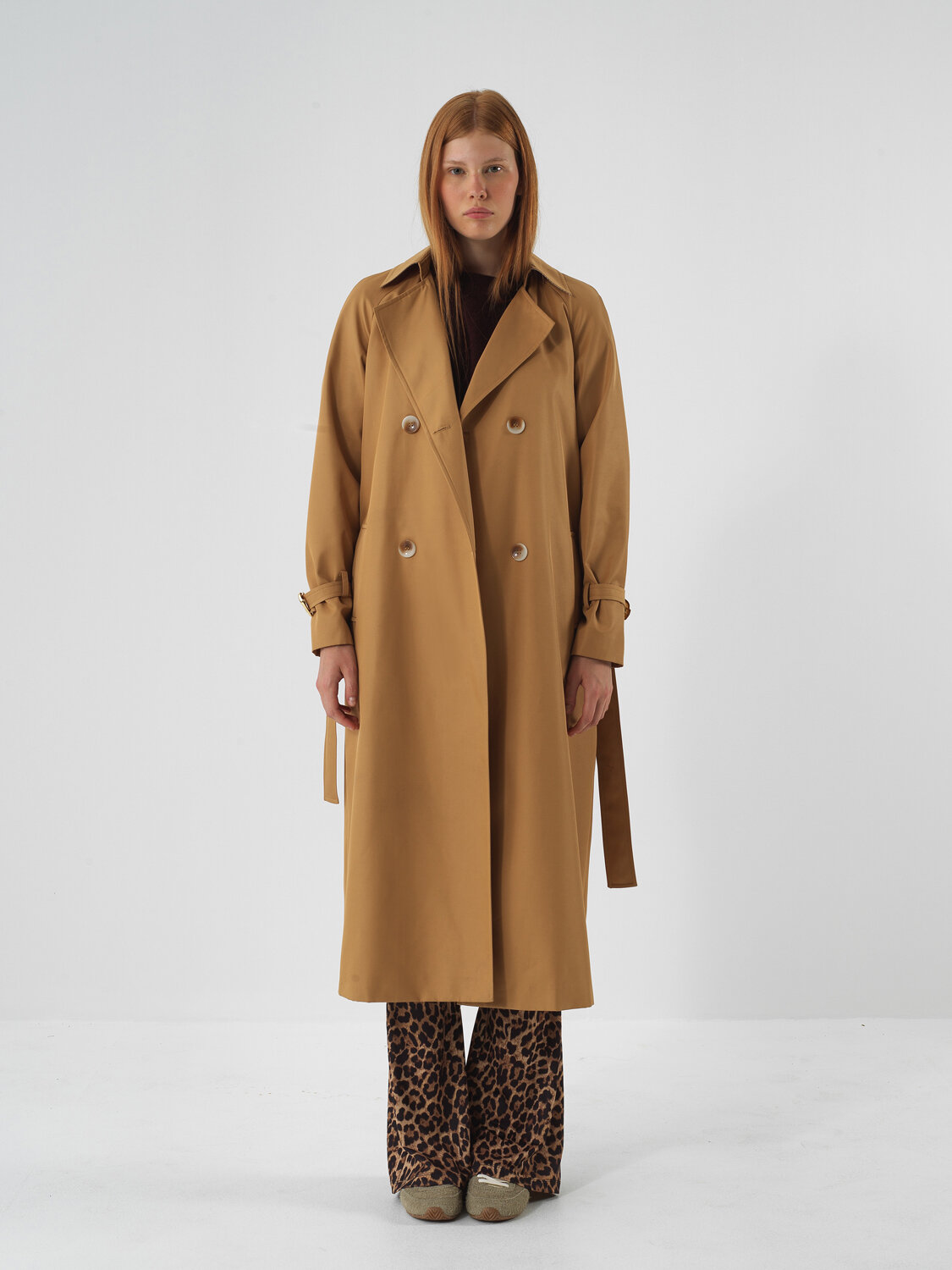 Camel Regular Fit Trench Coat That Protects Its Form - Xint