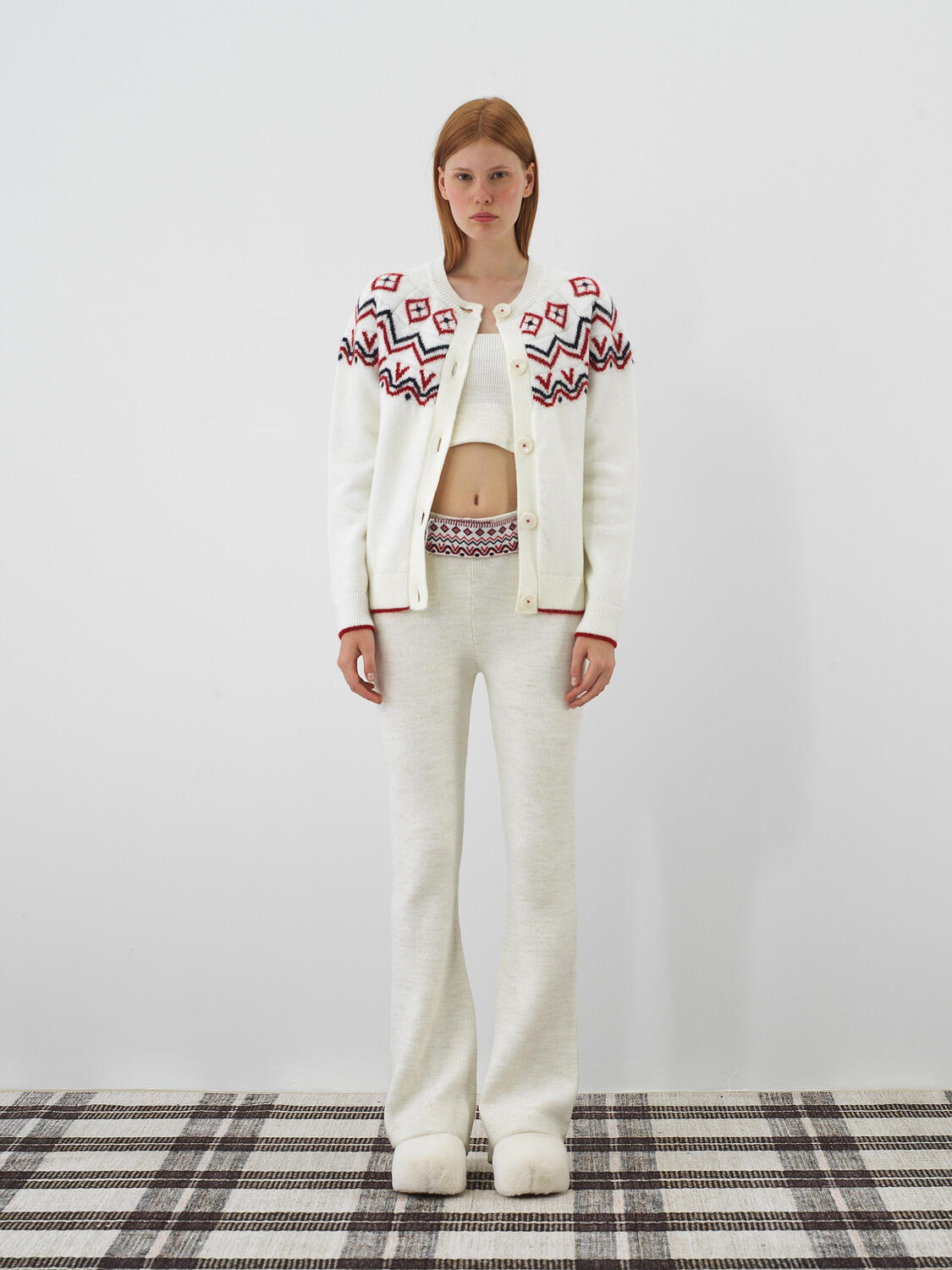 Ecru Natural Wool Textured Regular Fit Trousers - 2