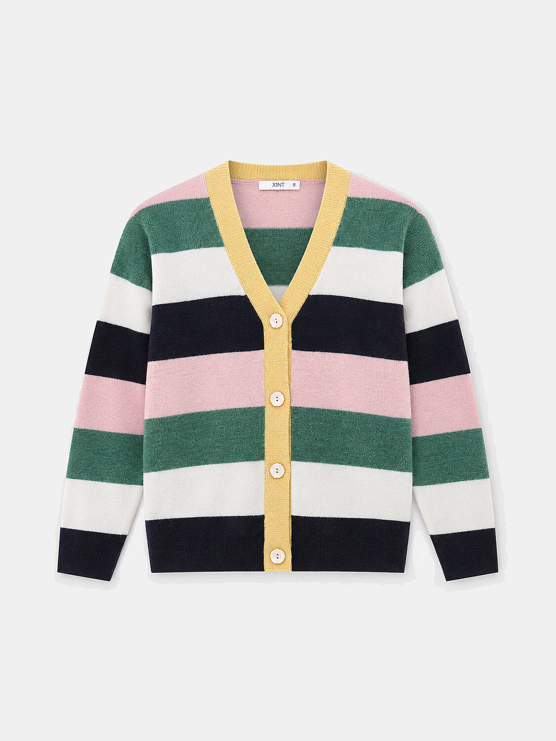 Mohair Colorful Striped Cardigan - 1