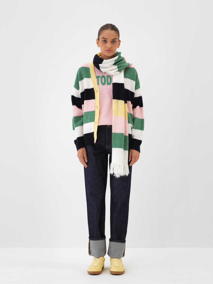 Mohair Colorful Striped Cardigan - 3