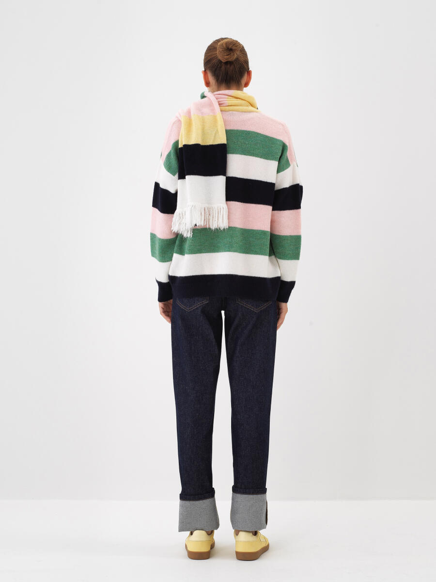 Mohair Colorful Striped Cardigan - 7