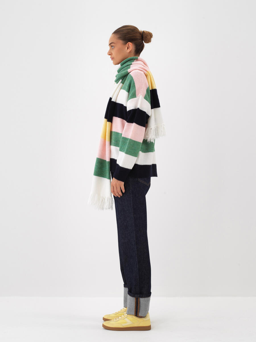 Mohair Colorful Striped Cardigan - 6