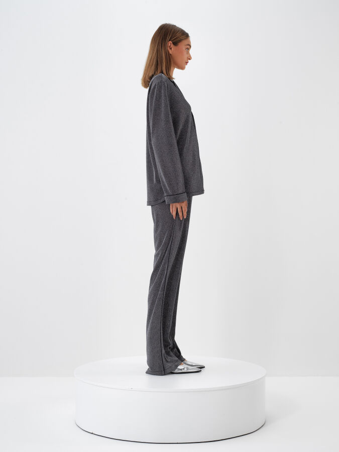 Shiny Plain Glossy Shirt - Xint