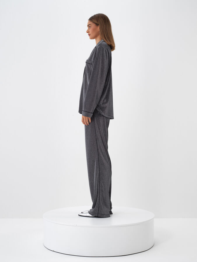 Shiny Plain Glossy Shirt - Xint