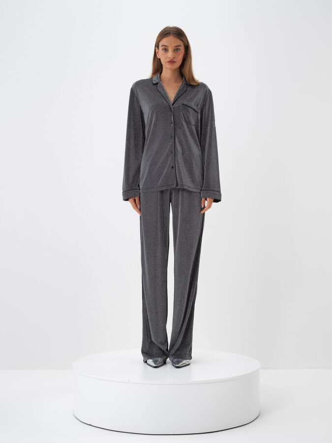 Shiny Plain Glossy Shirt - Xint