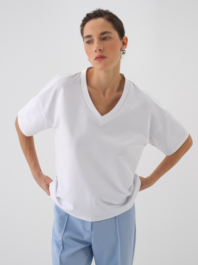 White Oversize Cotton T-Shirt - 1