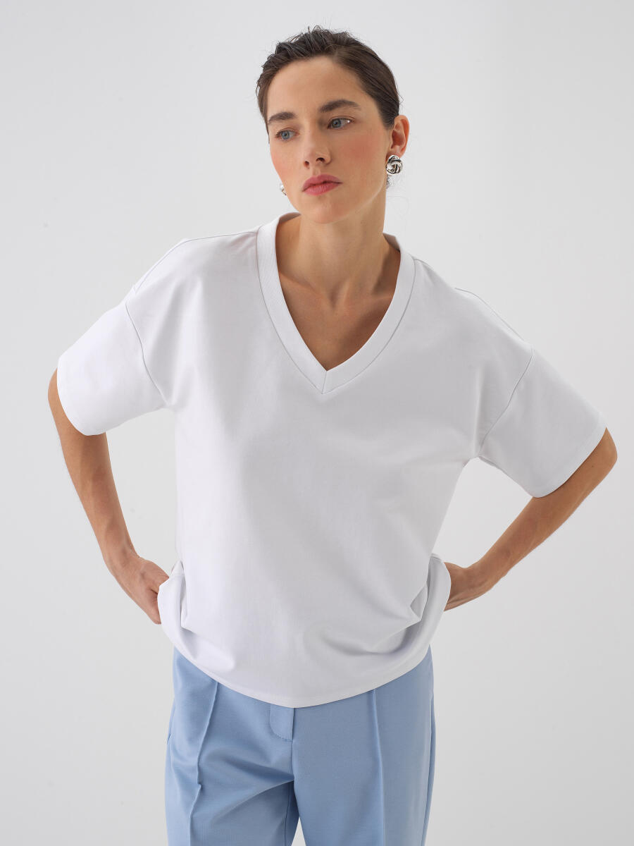 White Oversize Cotton T-Shirt - 1