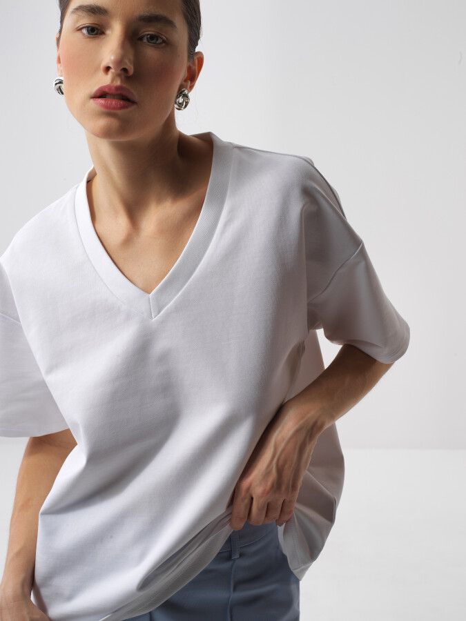 White Oversize Cotton T-Shirt - 6