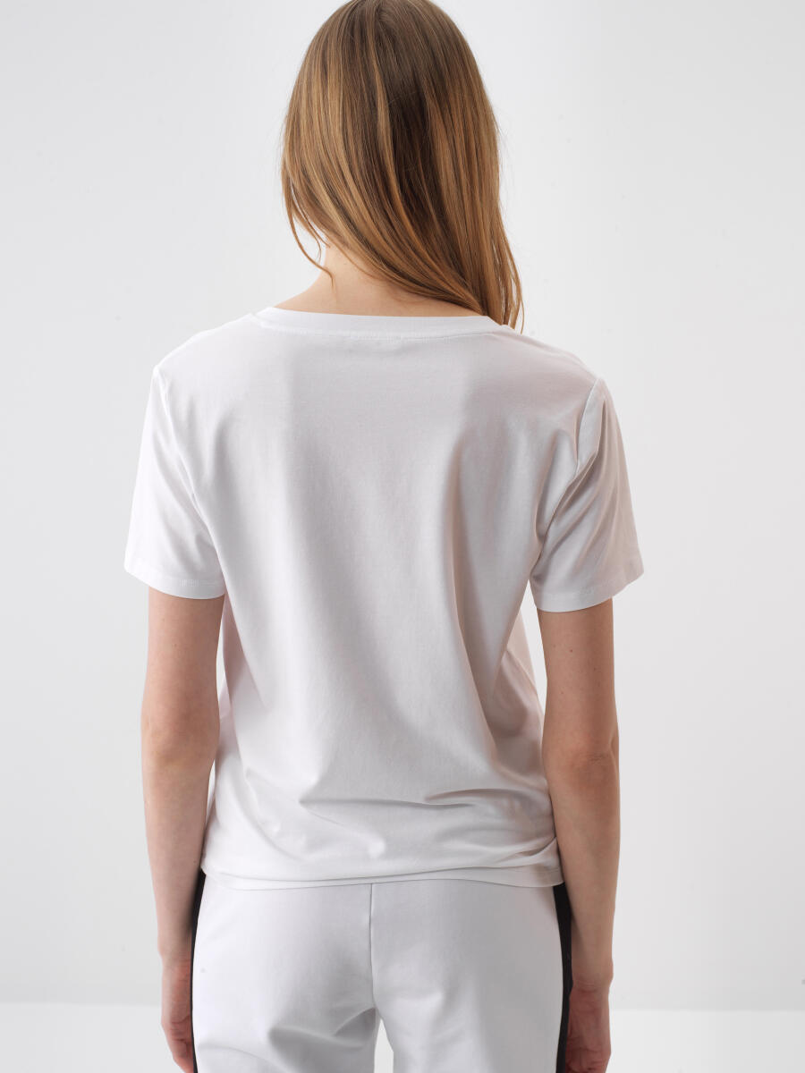 White Regular Fit Cotton T-Shirt - 4