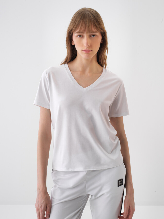 White Regular Fit Cotton T-Shirt - 1