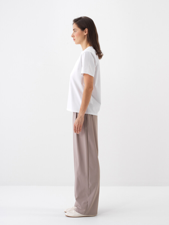 White Regular Fit Cotton T-Shirt - 3