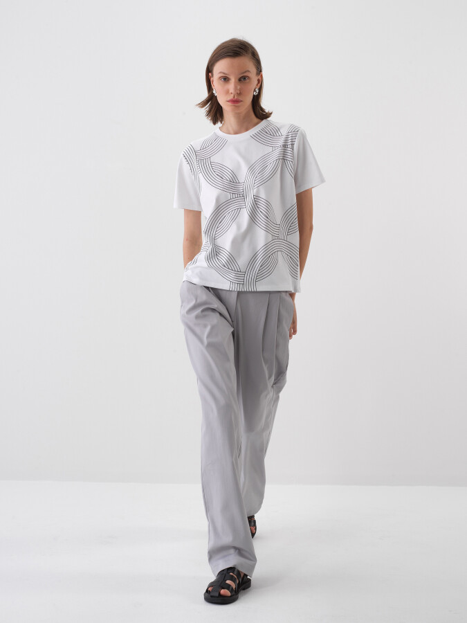 White Regular Fit Cotton T-Shirt - 2