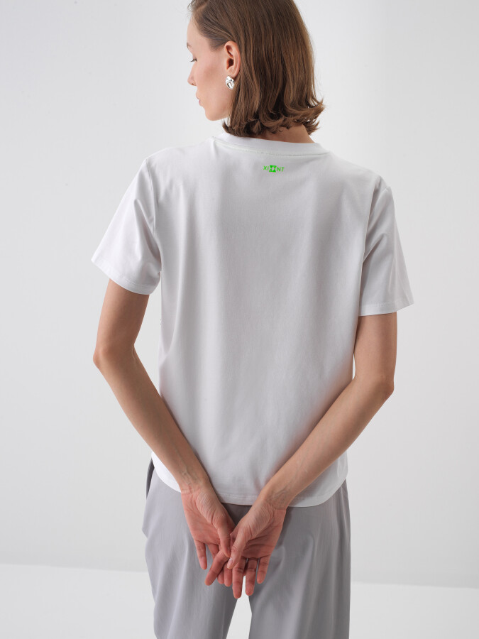 White Regular Fit Cotton T-Shirt - 4