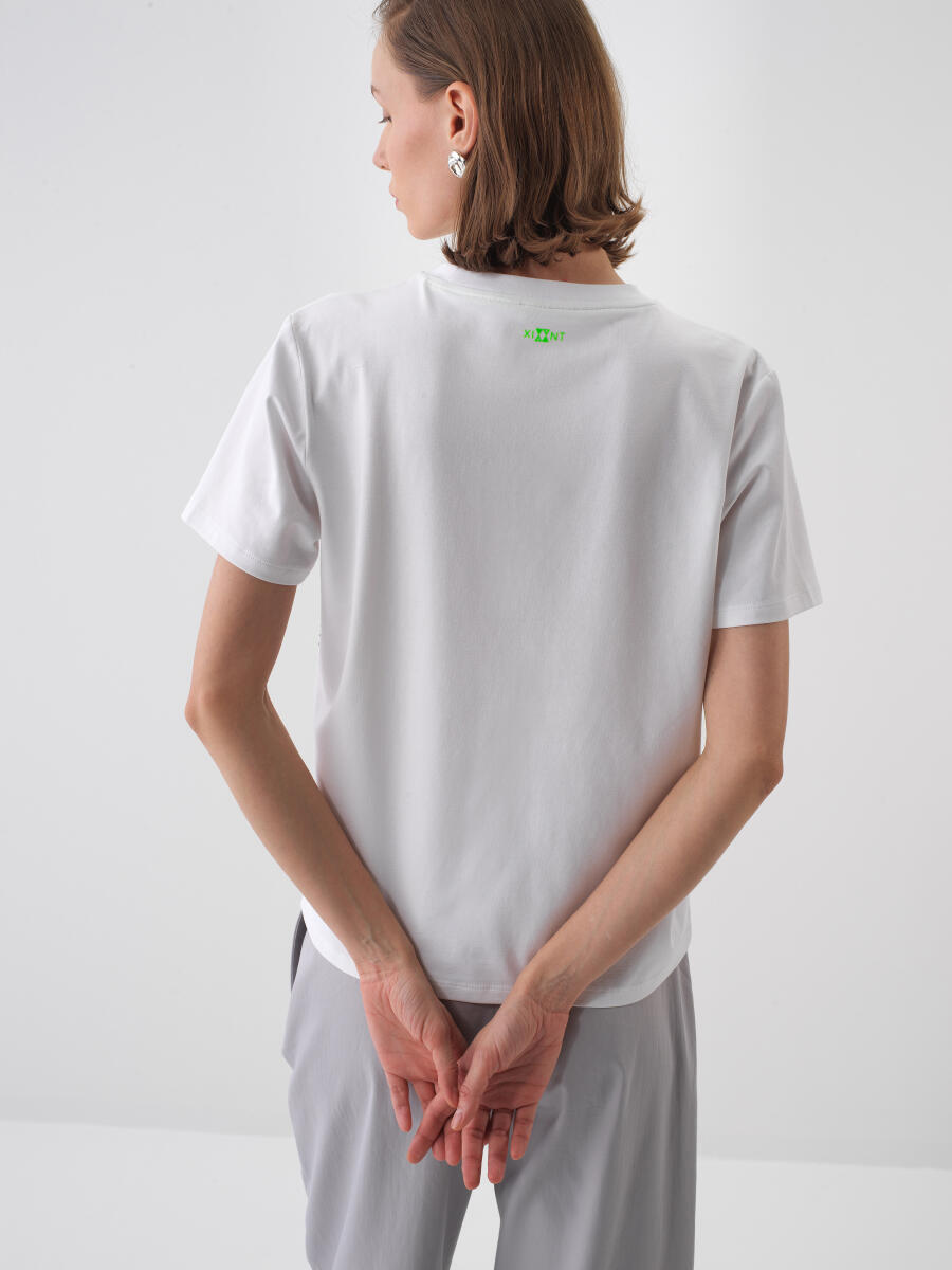 White Regular Fit Cotton T-Shirt - 4