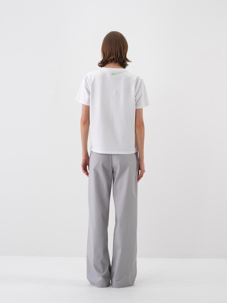 White Regular Fit Cotton T-Shirt - 5