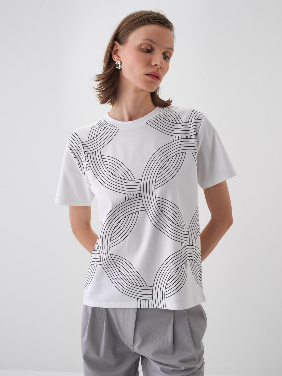 White Regular Fit Cotton T-Shirt - 1