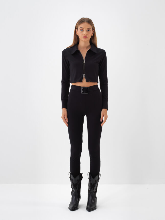 Short Zippered Sweatshirt Jacket - Xint