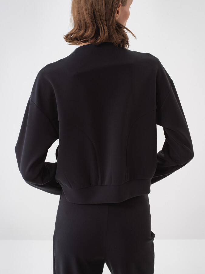 Black Oversize Modal Sweatmont - 4