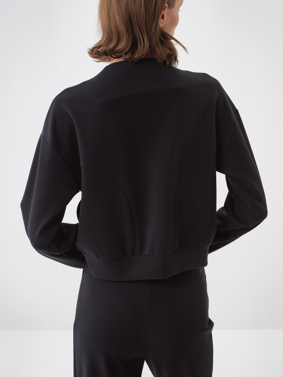 Black Oversize Modal Sweatmont - 4