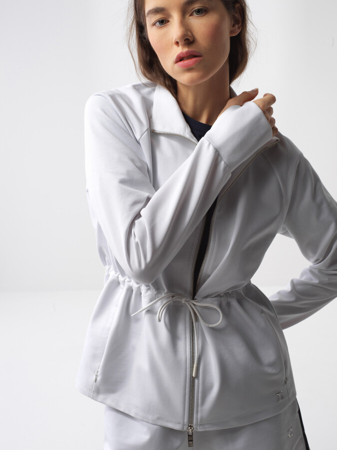 White Oversize Cotton Sweatcoat - 1