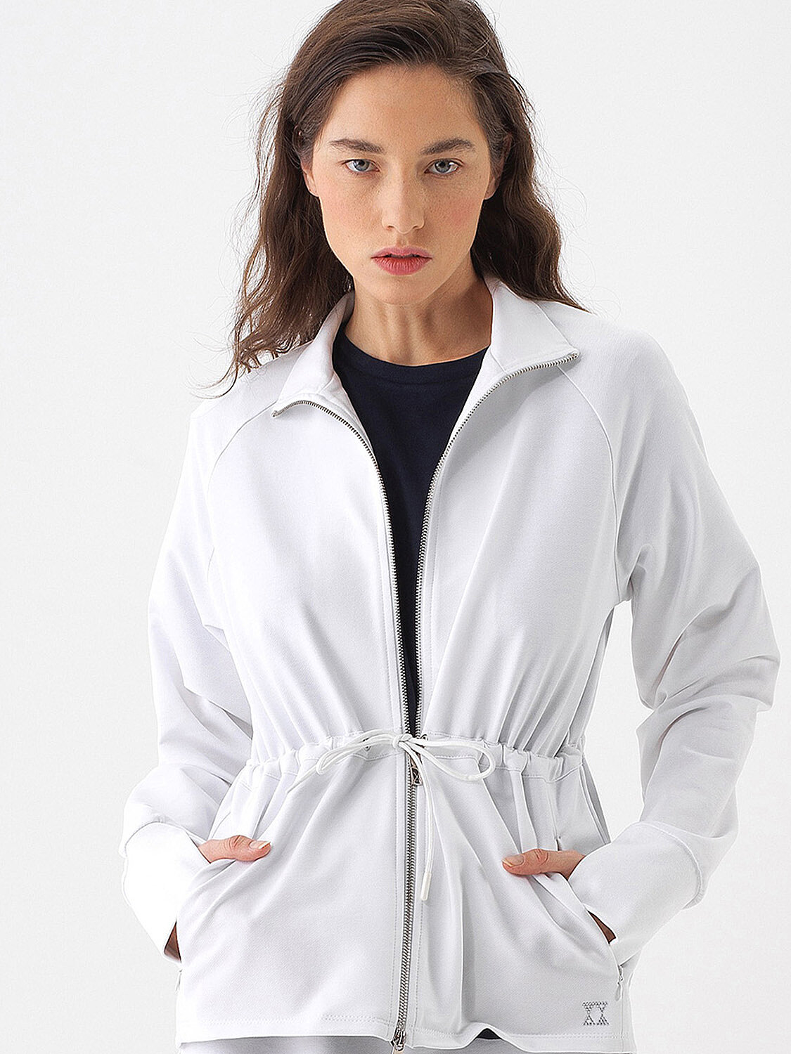 White Oversize Cotton Sweatcoat - 1