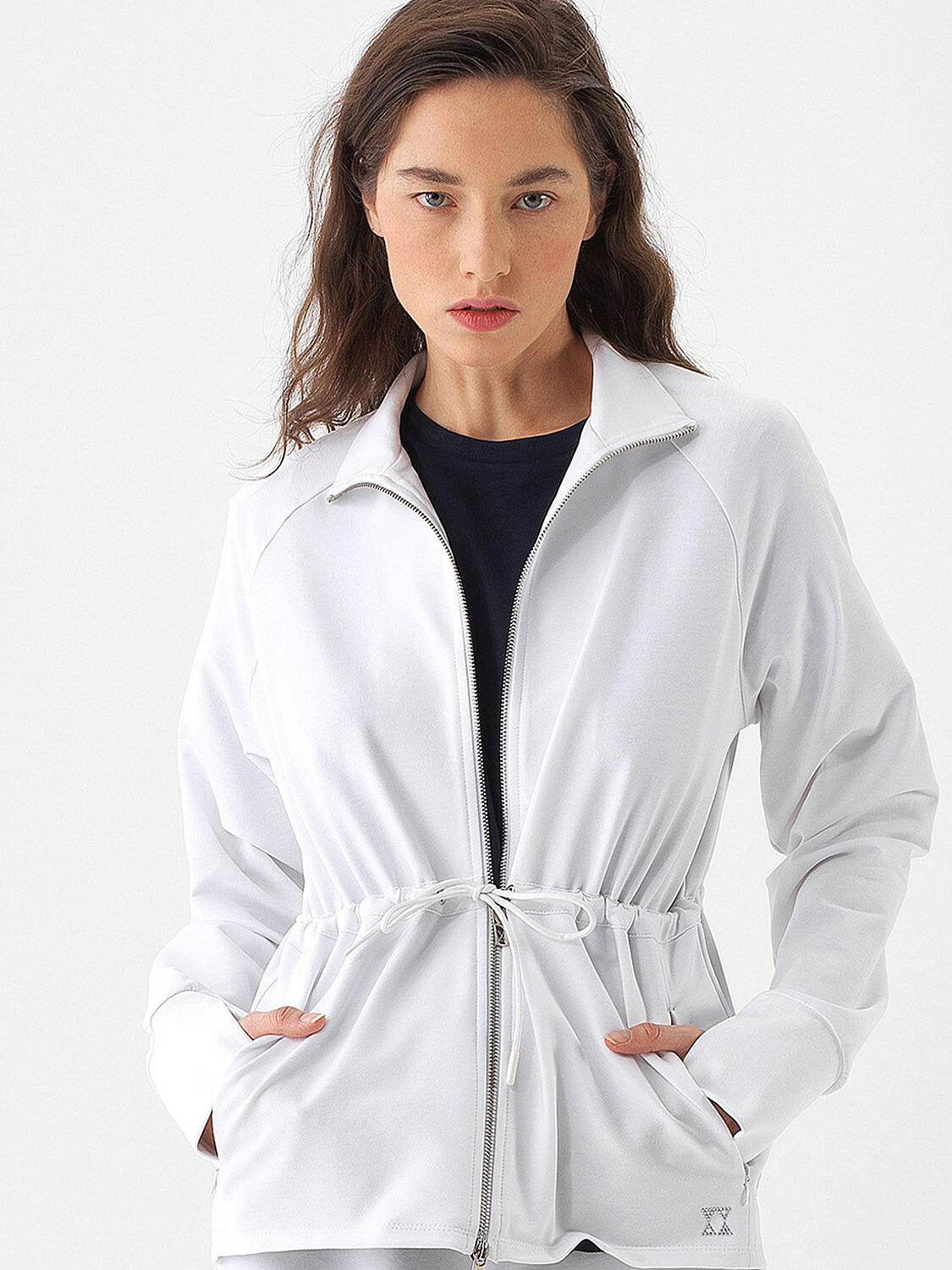 White Oversize Cotton Sweatcoat - 1