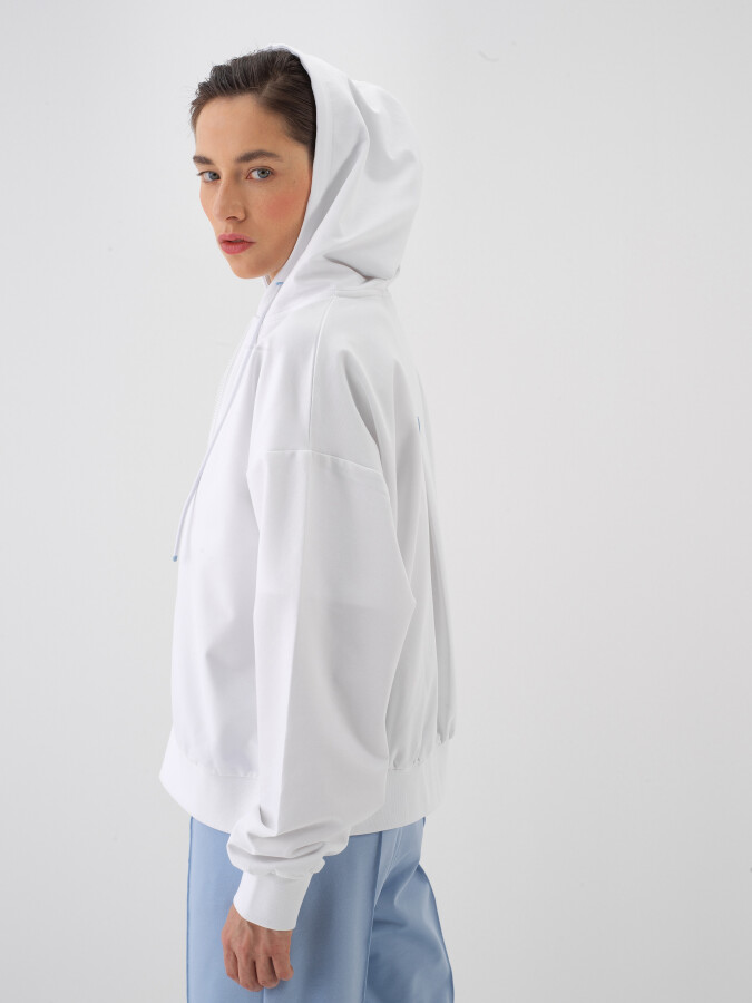 White Oversize Cotton Sweatcoat - 1