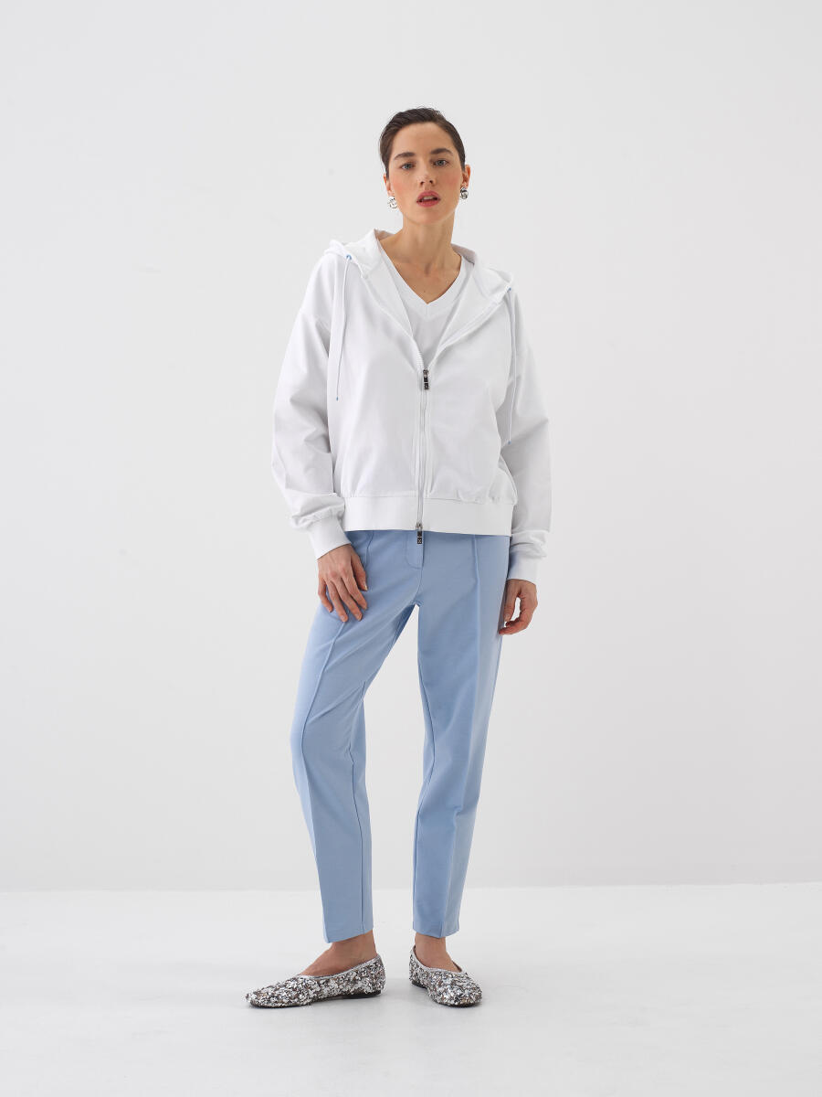 White Oversize Cotton Sweatcoat - 2