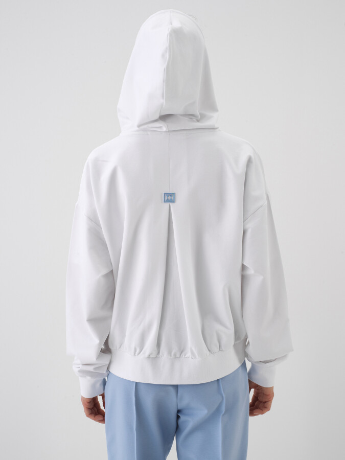 White Oversize Cotton Sweatcoat - 3