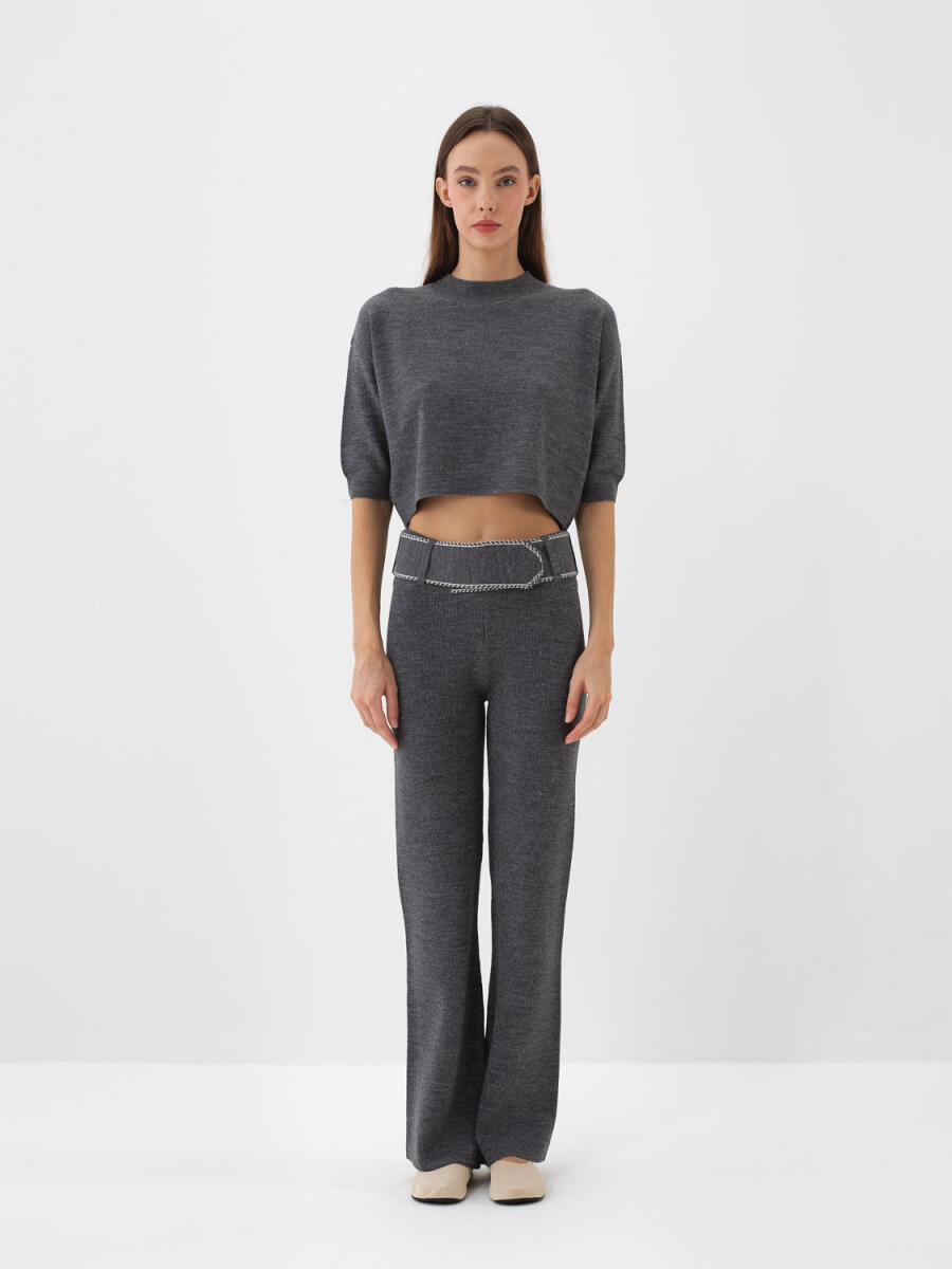 Wool Plain Pants - 3