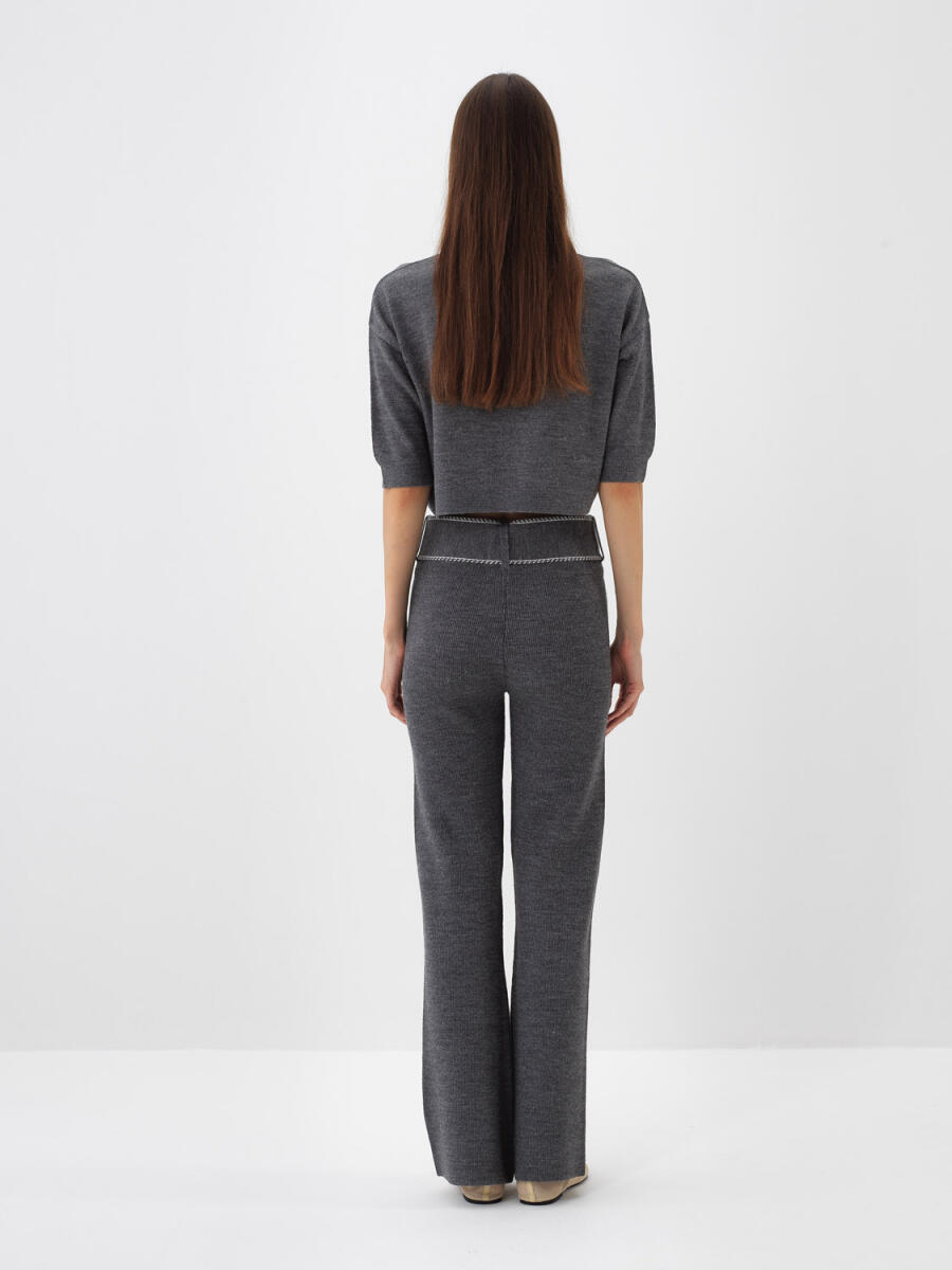 Wool Plain Pants - 5