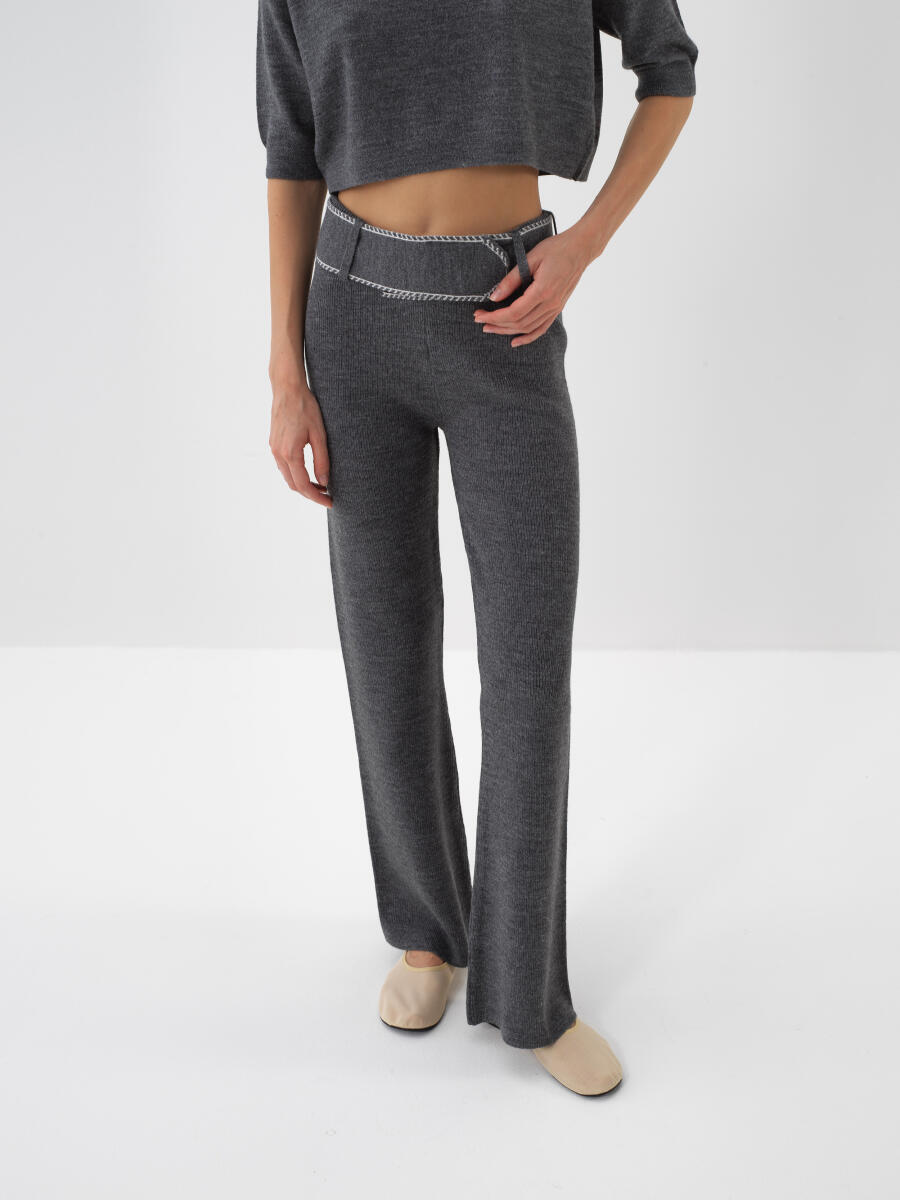 Wool Plain Pants - 1