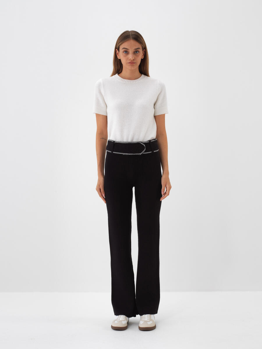 Wool Plain Pants - 3