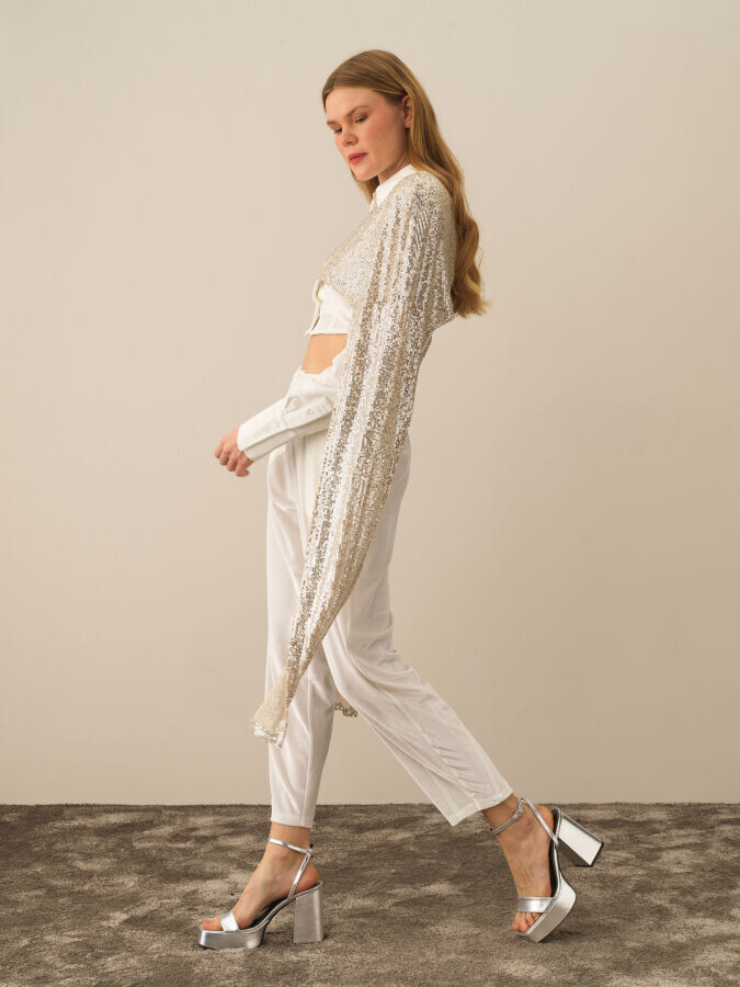 Xint Wholesale Regular Fit Sequined Cloak - Xint