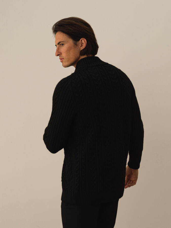 Zippered Regular Fit Knit Cardigan - Xint