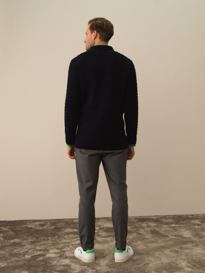 Zippered Regular Fit Knit Cardigan - Xint