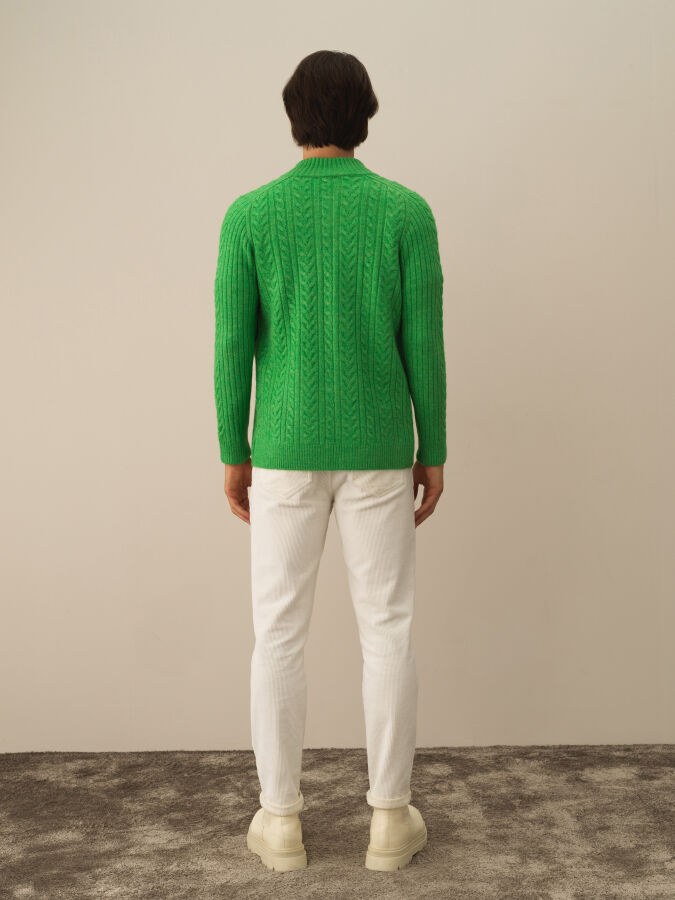 Zippered Regular Fit Knit Cardigan - Xint