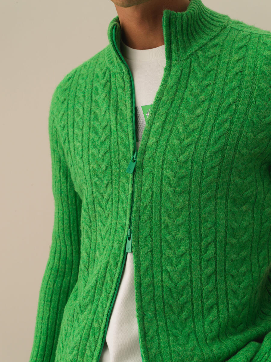 Zippered Regular Fit Knit Cardigan - 3