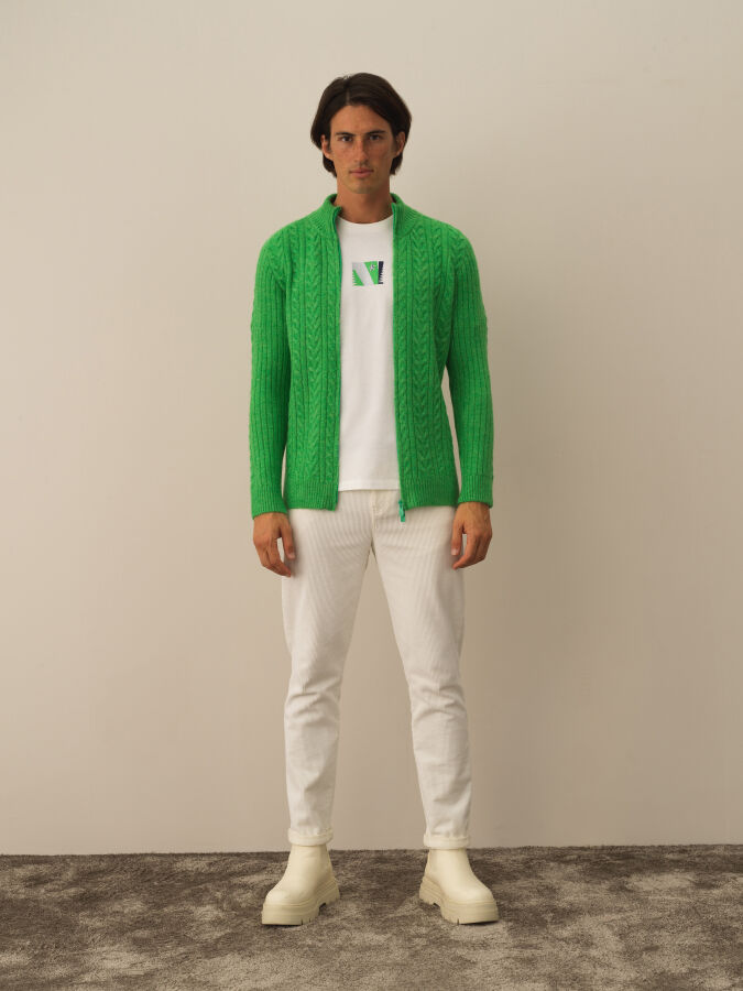 Zippered Regular Fit Knit Cardigan - Xint