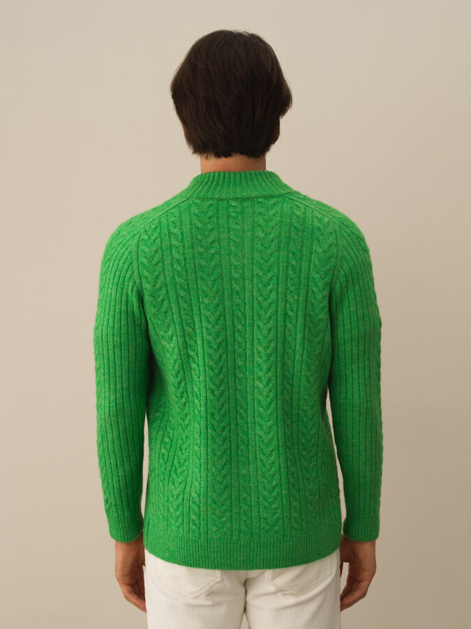 Zippered Regular Fit Knit Cardigan - Xint