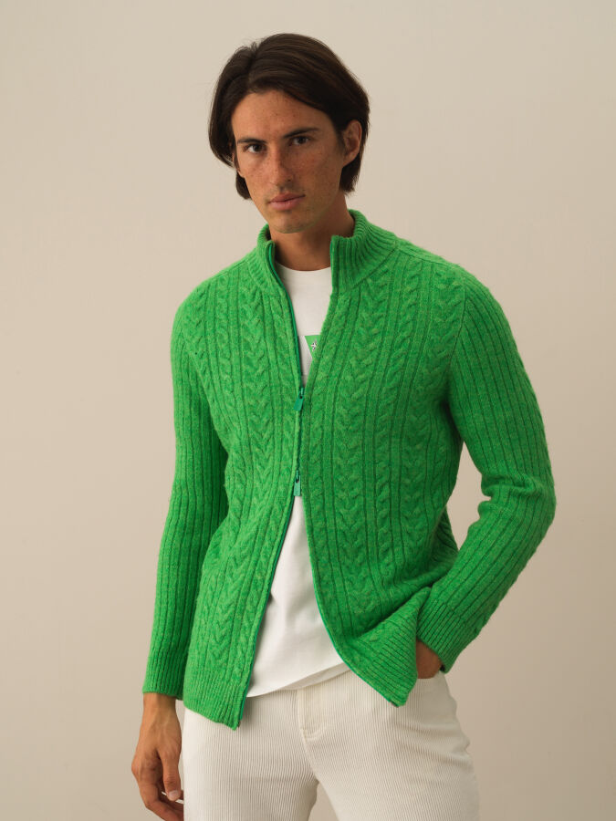Zippered Regular Fit Knit Cardigan - Xint