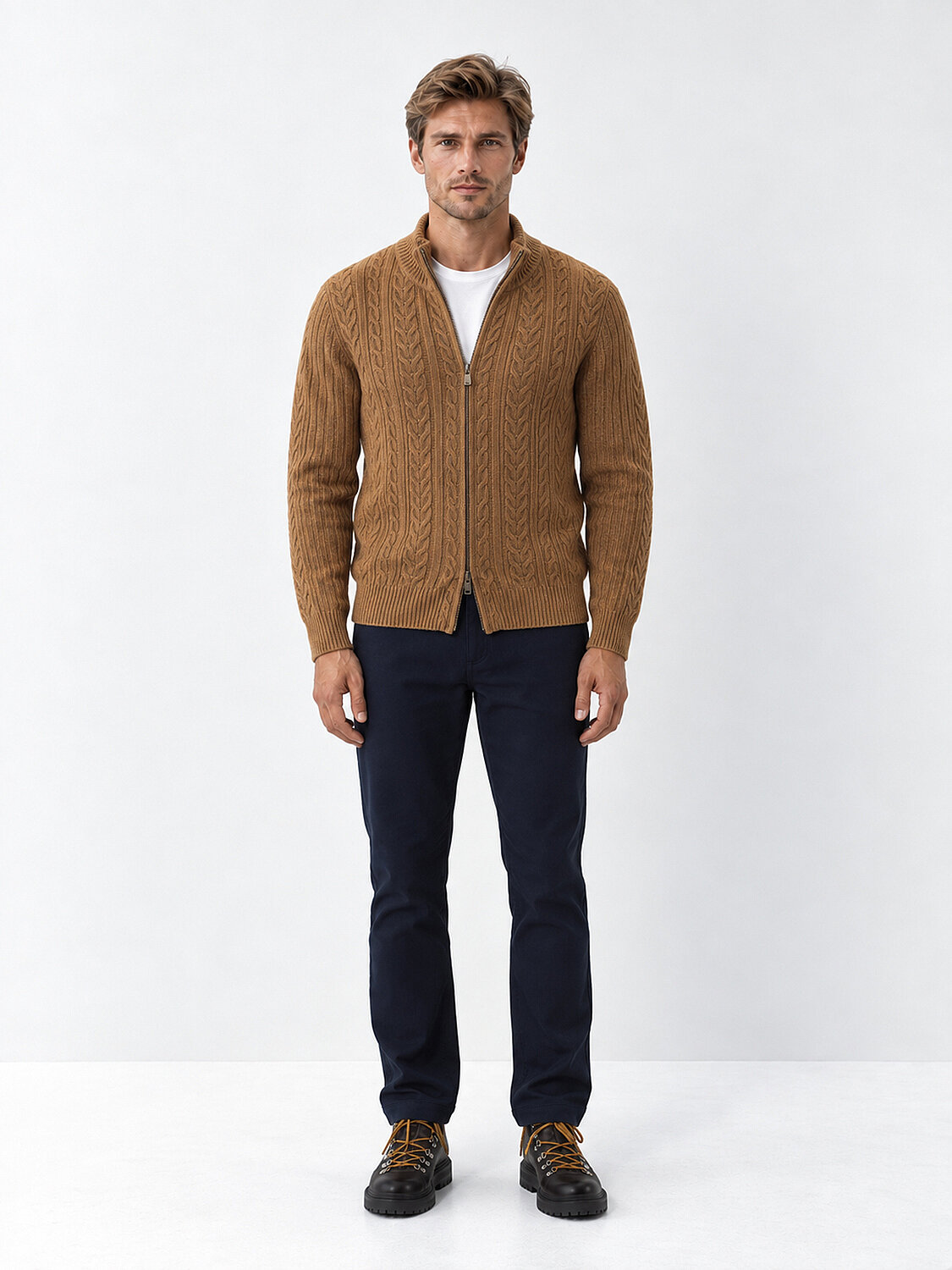 Zippered Regular Fit Knit Cardigan - 2