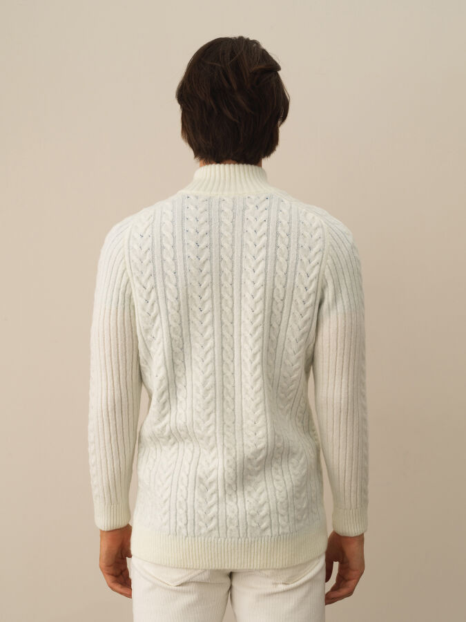 Zippered Regular Fit Knit Cardigan - Xint